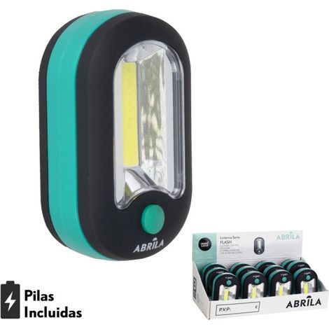 Torcia led cobflash con gancio e magnete nero/verde 200lm 9,5x6x3,5cm compatto 3xaaa incluso