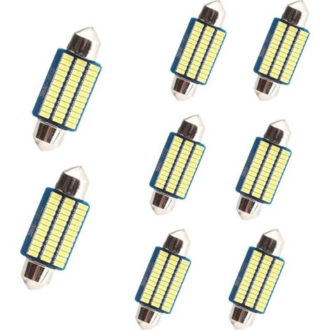 Plafonnier LED intérieur pour voiture – 8 pièces, 39 mm, 500 lm, 3 W, 12 V, blanc, montage plug-and-play