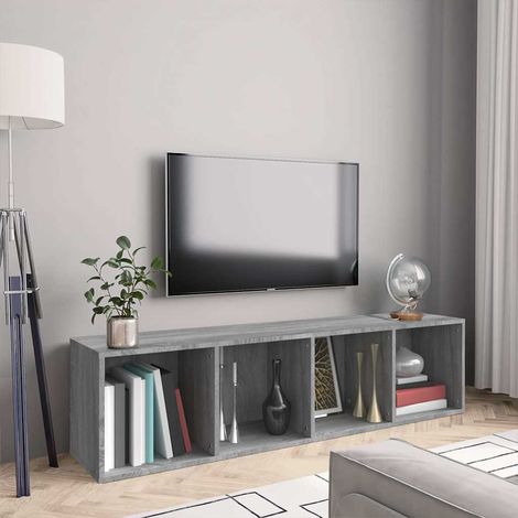 Bibliothèque/Meuble TV Étagère de Rangement - pour Bureau Salon Chambre Cuisine Sonoma gris 143x30x36 cm BV613156 - BonneVie (1/5)
