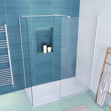 ELEGANT Shower Cabin 1100mm Shower Screen with 800mm Side Screen Wet Room 1600x800mm Shower Base Tray Free Waste Trap Walk in Shower Enclosure (1/5)