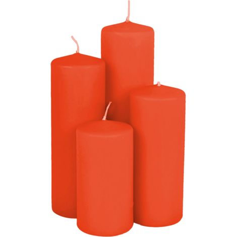 Echtwachs Stumpenkerzen 4er Set - rot - Deko Festtags Advents Weihnachts Kerze