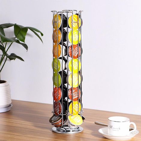 Support mural pivotant pour capsules de café (32 pièces, 43 x 13.5 cm) - Organisateur rotatif à dosettes - Rangement fixe et tournant (1/5)