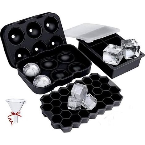 (Noir)Bac à glaçons - Silicone - Noir - 3 pièces - Empilable - Réutilisable (1/4)