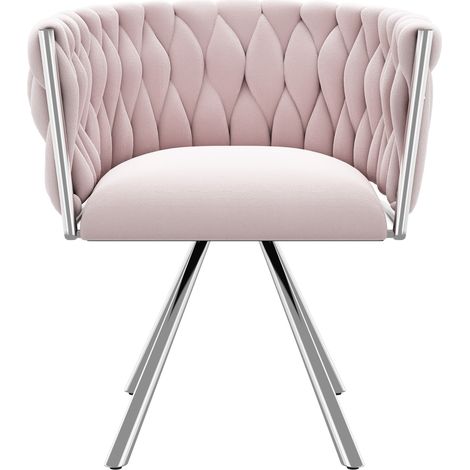 Fauteuil rotatif en velours rose pour chambre, cadre métallique solide, 150 kg capacité (1/5)