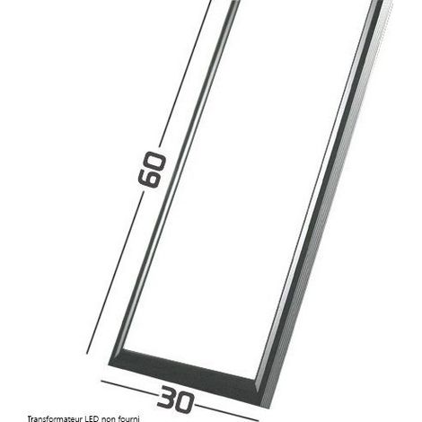 Blanc Chaud - Dalle LED Cadre Aluminium Gris - SMD Samsung - 60x30 cm - 40W (1/4)
