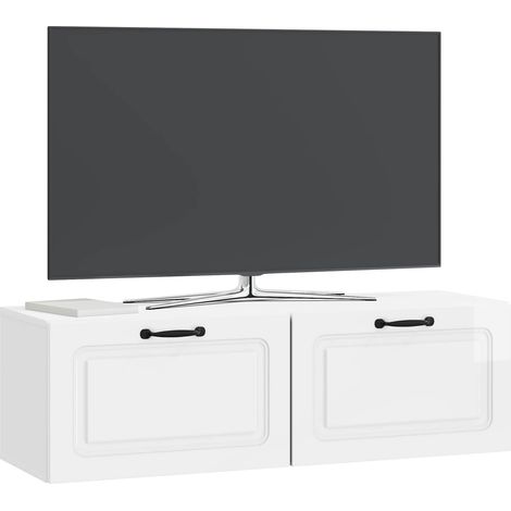 Maison Exclusive - Wandmontierter TV-Schrank Hochglanz Weiß 98 x