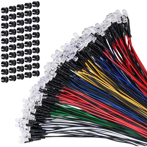 60 Stücke 5mm DC 12V Vorverdrahtete LED Dioden Licht, Vorverdrahtete Lampe für Modellbau Beleuchtung