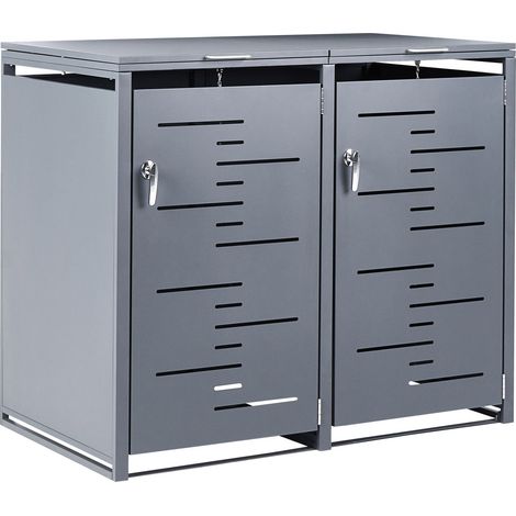 Mülltonnenbox 480 L PERISSA Doppelt Metall Dunkelgrau
