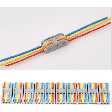 10 connecteurs rapides PCT3-3, 3 entrées et 3 sorties, serre-câbles électriques, de couleur (1/5)