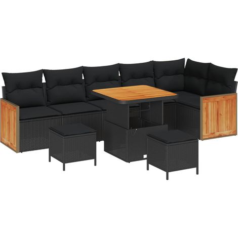 Maison Exclusive - Set Divano da Giardino con cuscino 9 pcs Nero (1/5)