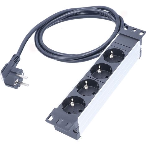 10" Steckdosenleiste 4-fach, 2 m Kabel, Halterung, 230V/16A (1/5)