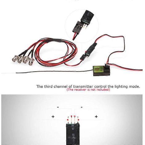 Kit d'éclairage LED 8 LED (4 blanches, 4 rouges), panneau de commande H CH3 pour voiture RC (1/5)