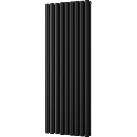 Omeara - Black Vertical Radiator H1400mm x W522mm Double Panel