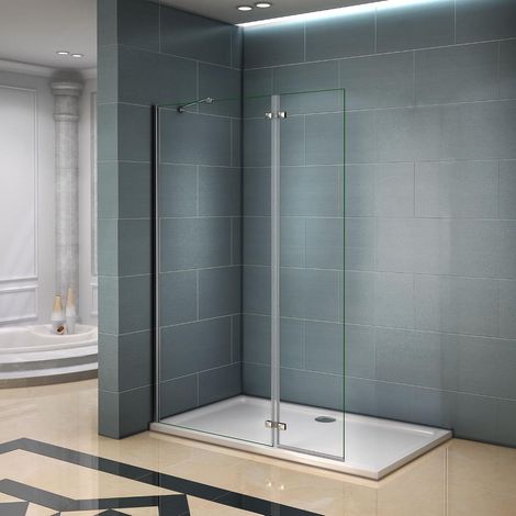 H.200cm Doccia Walk-in con Paretina Movibile 40cm in Vetro 8mm Anticalcare Barra Stabilizzatrice 45cm misura 130 cm (90+40)
