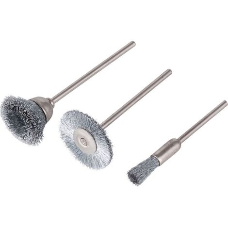 Wolfcraft Mini-Bürsten-Set 3-teilig Edelstahl Mini-Bürsten-Set