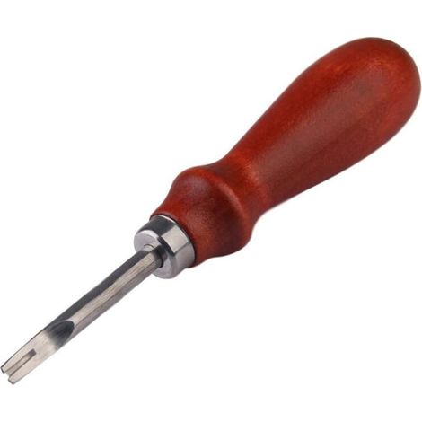 Bord en Cuir Lisse Biseauter Outil Manche en Bois en Cuir Brochage Trimmer Acier Inoxydable Bricolage Cuir Artisanat Groover Artisanat Beveler Skiver (1.0 mm)