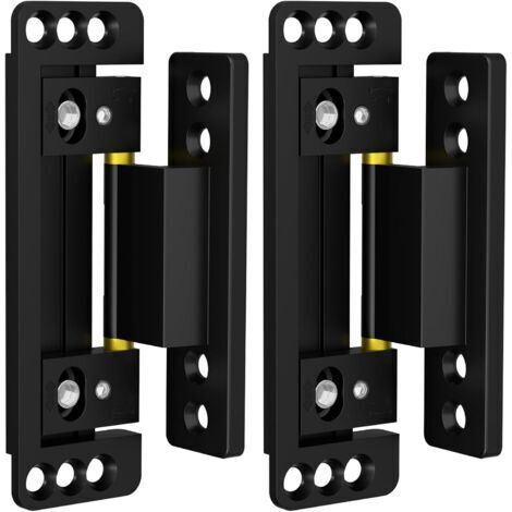 Charnières de porte cachée 2pack charnières cachées ultra-fines pour porte secrète charnières invisibles réglables charnière de porte cachée silencieuse et lisse, noir