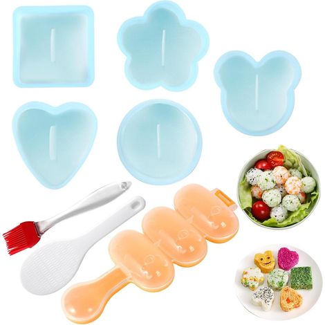 Onigiri-Formen-Set, 8-teiliges Sushi-Onigiri-Formen-Set – DIY-Reisbällchenformen mit Reislöffel und Küchenbürste (1/5)