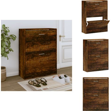Armoire à chaussures Chêne fumé 63x24x81 cm Bois d'ingénierie - Meuble Range Chaussure - Armoire Chaussure - Rangement Chaussure - Étagère Chaussure - Commode Chaussure (1/5)