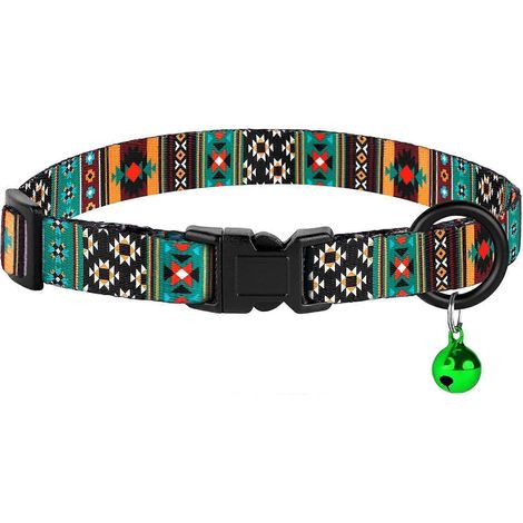 BColliers pour chats - Collier de sécurité doux et mignon avec clochette, réglable, pour chatons mâles et femelles. Confortable, élégant, imprimé à motifs, léger. (1/5)