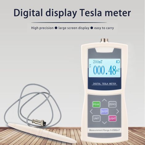 Gaussmetro digitale con selezione automatica della portata 200 mT/2000 mT, misuratore di campo magnetico di superficie ad alta precisione e sensibilità con sonda radiale standard ad effetto Hall, cust (1/5)