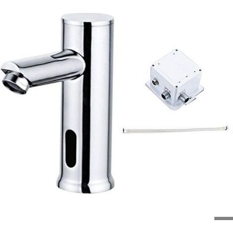 Mitigeur de lavabo Robinet de lavabo électrique pour cuisine salle de bain, Capteur automatique, en laiton, Robinet d'eau froide (1/5)