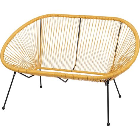 Canapé d'extérieur en résine – 137x92x85 cm – Jaune moutarde – Élégance et confort