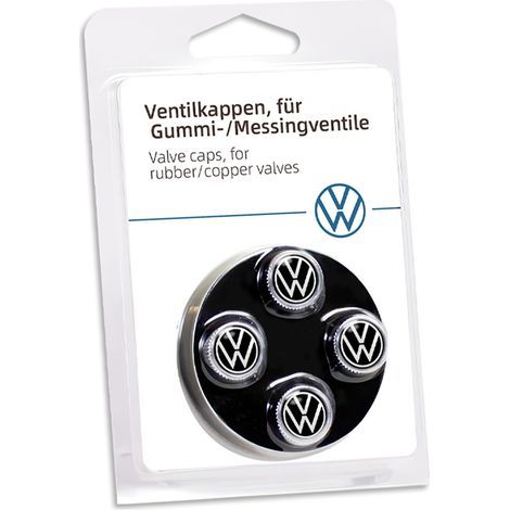 Lot de 4 Bouchons de Valve Métal VW 000071215D Argenté - Logo VW Pour Valves Caoutchouc Laiton