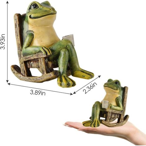 Statue Grenouille de Jardin Miniature Solaire – Décoration Extérieure pour Patio, Cour et Pelouse, Ornement Lumineux
