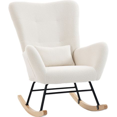 Fauteuil à bascule Nasaenine nordique bouclette crème (1/5)