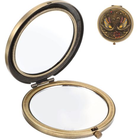Miroir Compact Maquillage Vintage Double Face Portable Petit Miroir De Poche Esthétique Léger pour Voyage Et Usage Quotidien (1/5)
