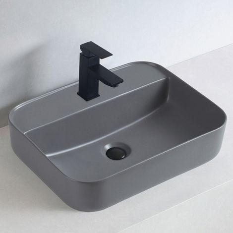 Aufsatzwaschbecken Bernstein KW8085 Keramik Grau matt 50x40x13cm mit Blende Grau matt