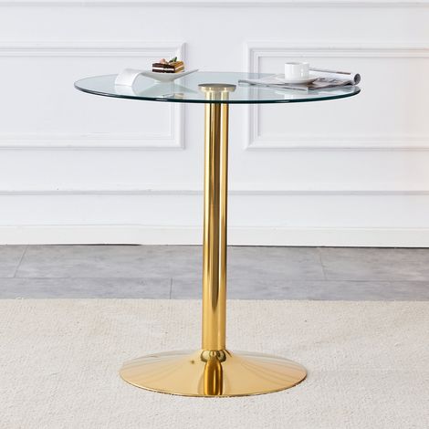 Table bar moderne 89 cm, verre trempé, piètement noir, hauteur 92 cm, minimaliste (1/5)