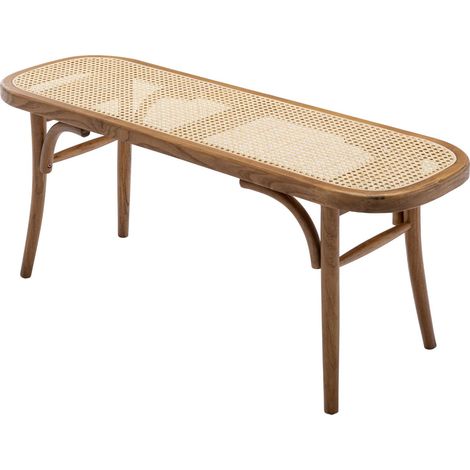 Panca da Pranzo Rattan Moderno Panca da Cucina Gambe in Legno Panchina Ingresso per Sala da Pranzo, Legno Naturale (1/5)