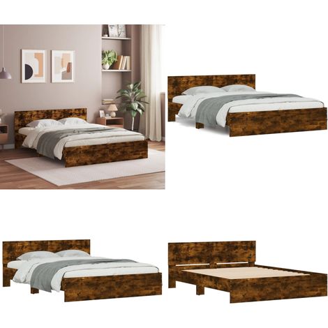 Cadre de lit sans matelas chêne fumé 140x190 cm - Cadre De Lit - Lit Double - Lit En Bois - Lit Design - Literie - Home & Living