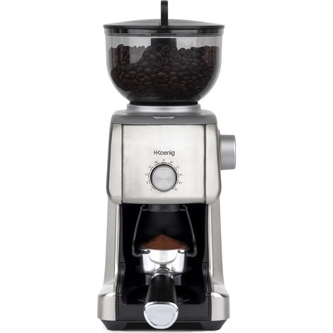 HKoenig GRD830, Molinillo de Café Eléctrico Profesional, 16 Tamaños de Molido, Potencia 130 W, Capacidad Deposito 400 g, Molinillo para Casa, Cuerpo de Aluminio (1/5)