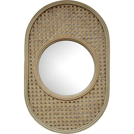 Miroir 30x45 cm en rotin naturel