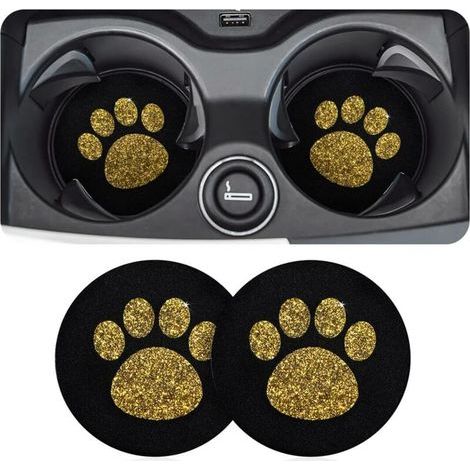 Pieces Car Coasters, Bling Vehicle Insert Coasters, Bling Car Coaster Accessory, Universal Non-Slip Bling Silicone Vehicle Coasters (Gold) (1/5)