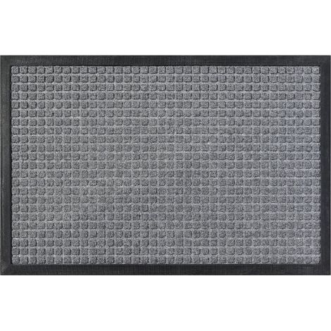 Paillasson, super absorbant, respirant, résistant aux taches et à la décoloration, gris, 29 x 17 pouces. (1/4)