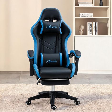 Chaise de bureau coloris noir bleu 65 x 65 x 129 cm (1/5)
