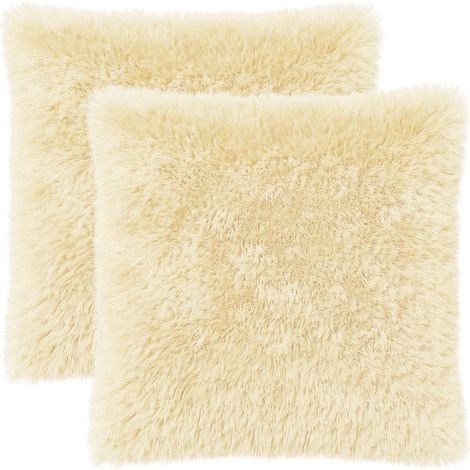 Housse de coussin 2 pcs HEERLEN Crème 65 x 65 cm Fleece PV vidaXL (1/5)