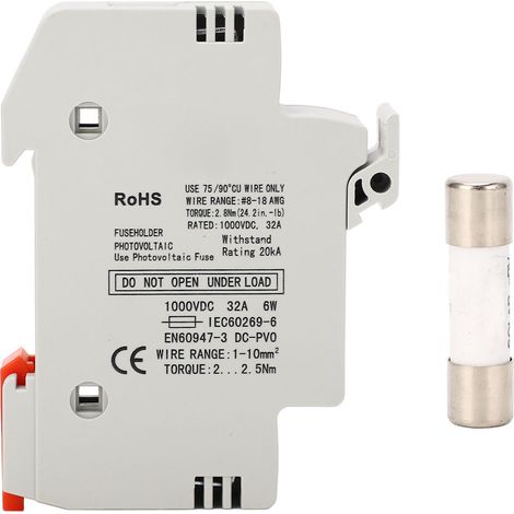 1P 32A 1000V DC Schutzsicherung mit 10x38mm 15A Schalter für Photovoltaik-Solarmodule, Schutzschalter (1/5)