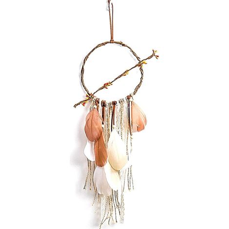 Atrapasueños de plumas, atrapasueños, atrapasueños hecho a mano con plumas y ramas para dormitorio, coche, decoración de pared - Crezuo