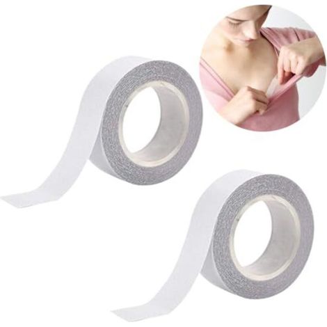Fc'Noqgn 2 Rolls of Fashion Tape, Double-Sided, Transparent, Double-Sided Tape, Clothing, Body Tape, Adhesive Strips, Clothing and Skin, Fabric Tape, Beauty Tape, Dress Tape (1/5)
