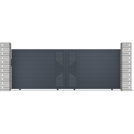 Portail coulissant aluminium anthracite 392x142 cm avec accessoires (1/5)