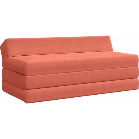 vidaXL Divano Letto Pieghevole Rosso Arancio 120 x 60 x 49 cm Tessuto (1/5)