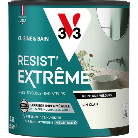 Peinture multi-supports Cuisine & Bain Resist'Extrême® V33 Lin clair satin 0,5L