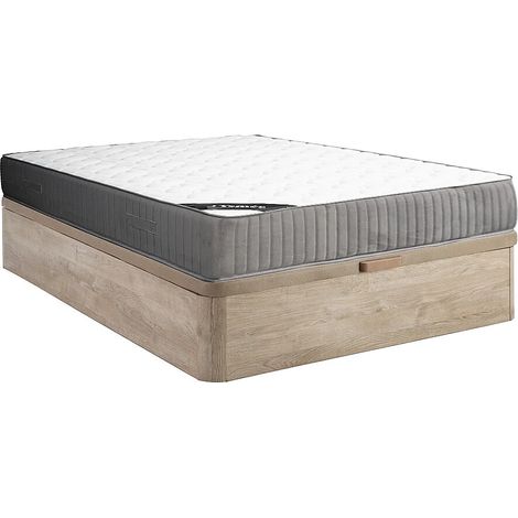 Ensemble 140 x 190 cm sommier coffre naturel clair + matelas mousse HR et accueil latex ép.30cm - MALINO de YSMÉE (1/5)