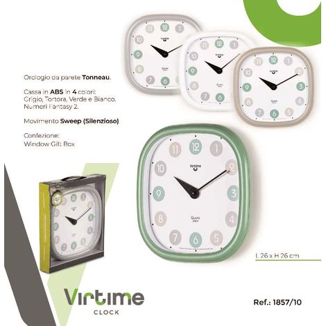 1 Pezzo Orologio da Parete Stondato Numeri Colorati 25 x 25 cm 4 Colori (1/2)