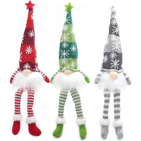 3-teiliges Set Weihnachtselfen-Ornamentpuppen mit Leuchteffekt, multifunktionale Weihnachtsdekoration, langbeinige Puppen
